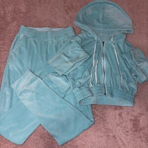 Light Blue Velour Tracksuit